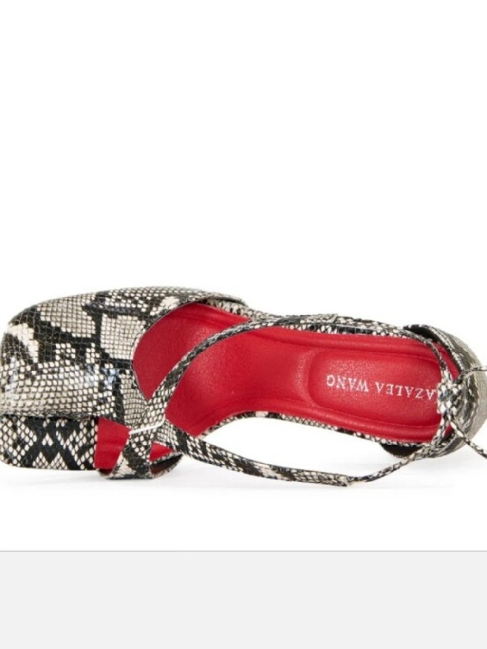 Azalea Wang Stunning Red Insole Snake-Print Slingback Heels - Picture 3 of 3